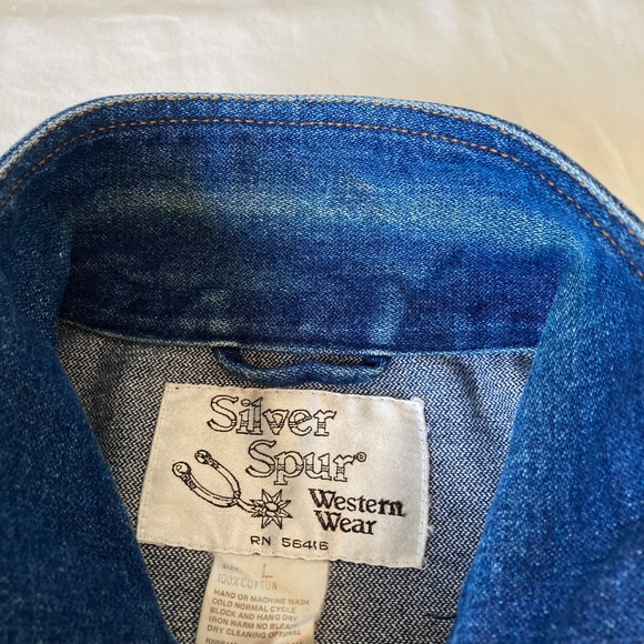 Vintage Silver Spur Western Wear Denim Blue Jean Jacket Men's Size Large - Picture 8 of 9